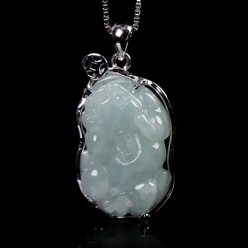 Jadeite Myanmar A-Grade Pixiu Pendant S925 Silver