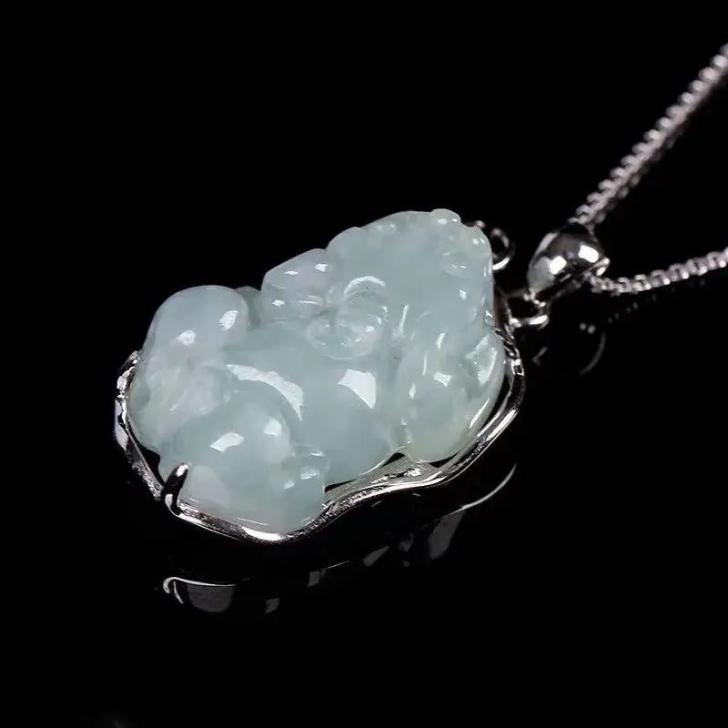 Jadeite Myanmar A-Grade Pixiu Pendant S925 Silver