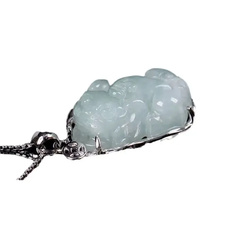 Jadeite Myanmar A-Grade Pixiu Pendant S925 Silver