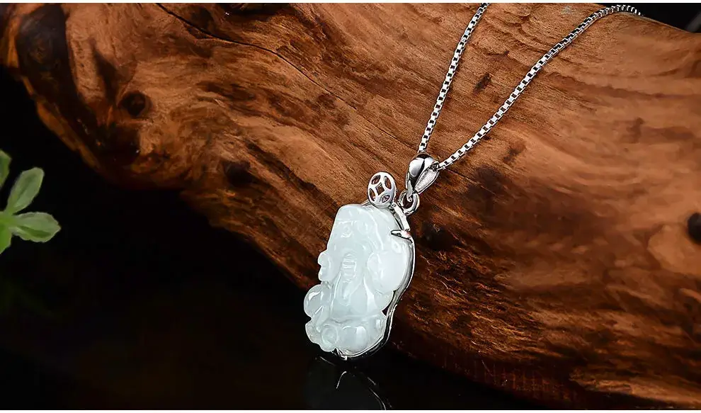 Jadeite Myanmar A-Grade Pixiu Pendant S925 Silver — feature 10