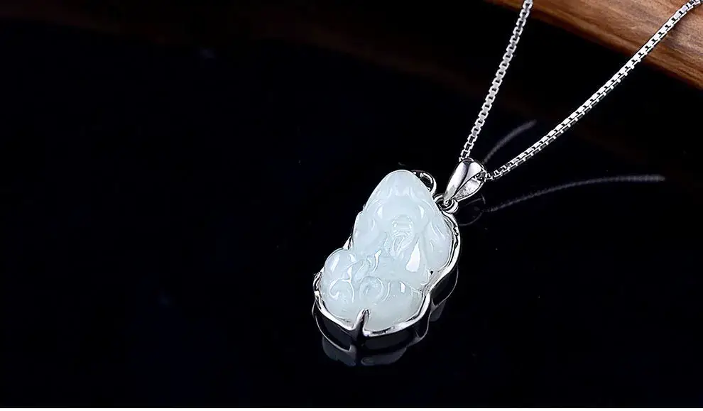 Jadeite Myanmar A-Grade Pixiu Pendant S925 Silver — feature 11