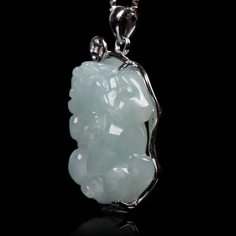 Jadeite Myanmar A-Grade Pixiu Pendant S925 Silver