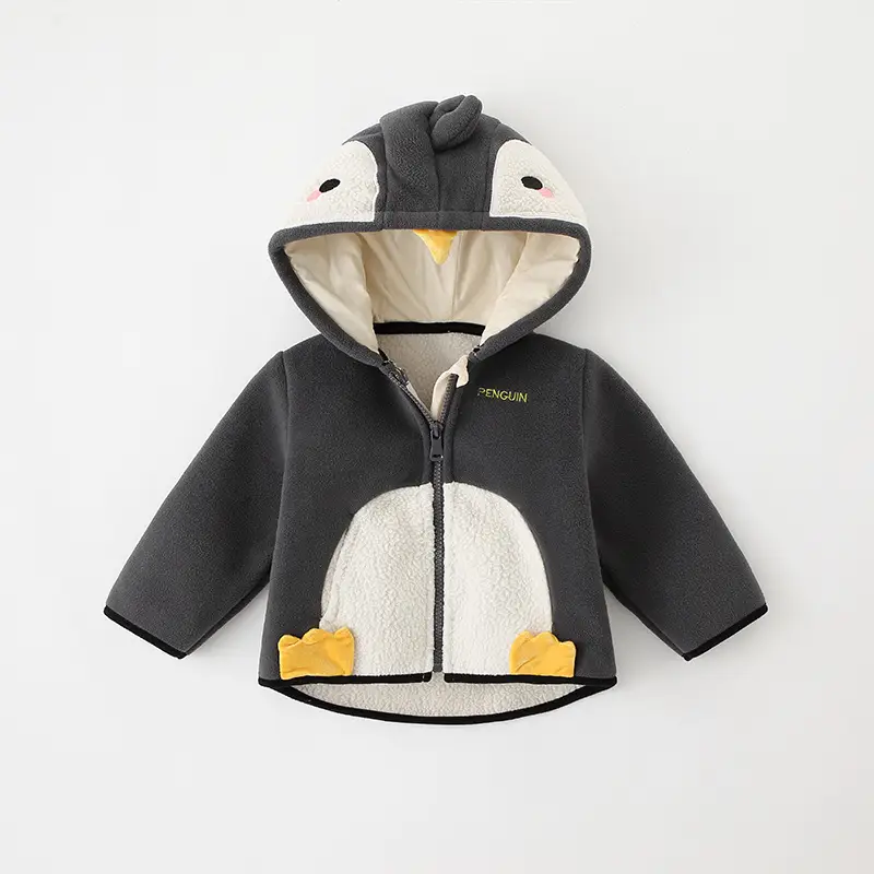 Baby Hooded Fleece Coat Light Blue Spring Autumn - Image 16
