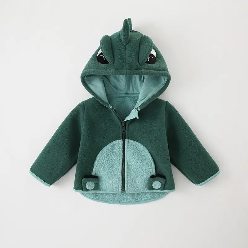 Baby Hooded Fleece Coat Light Blue Spring Autumn - Image 4