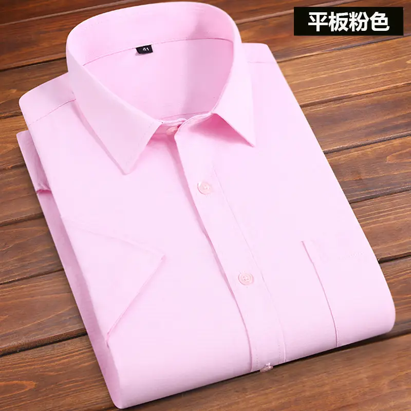 Men's Pink Long Sleeve Plain Shirt with Pockets - Image 119