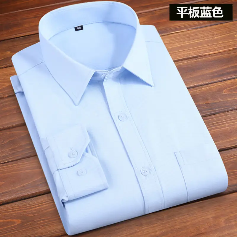 Men's Pink Long Sleeve Plain Shirt with Pockets - Image 33