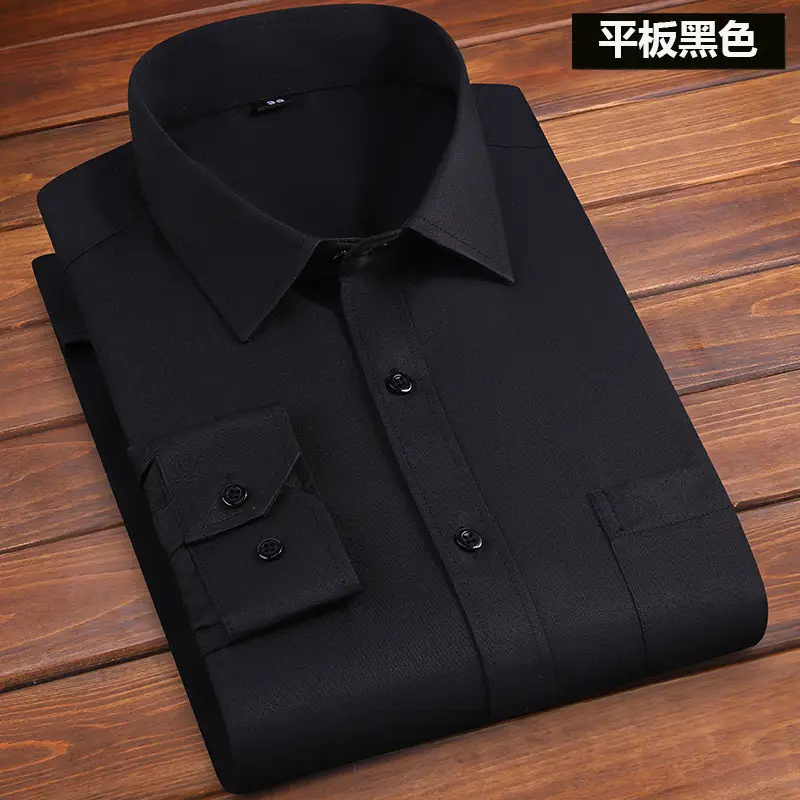 Men's Pink Long Sleeve Plain Shirt with Pockets - Image 61