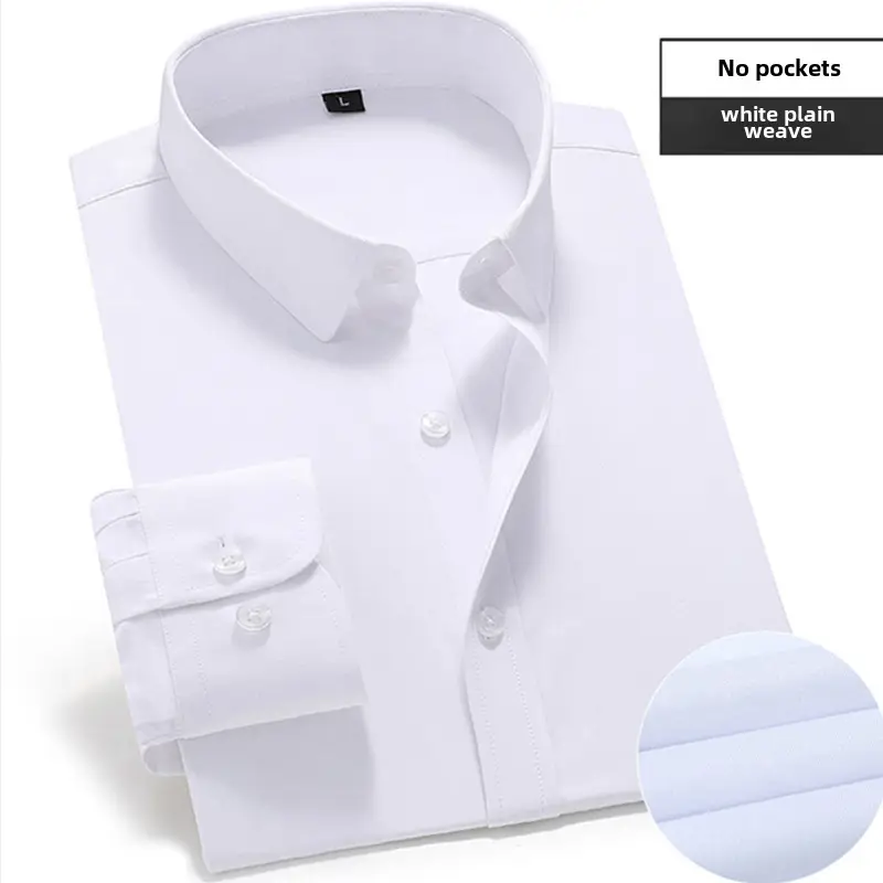 Men's Pink Long Sleeve Plain Shirt with Pockets - Image 8