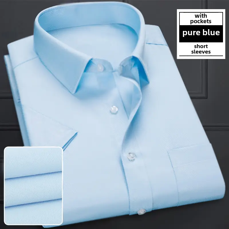 Men's Pink Long Sleeve Plain Shirt with Pockets - Image 101