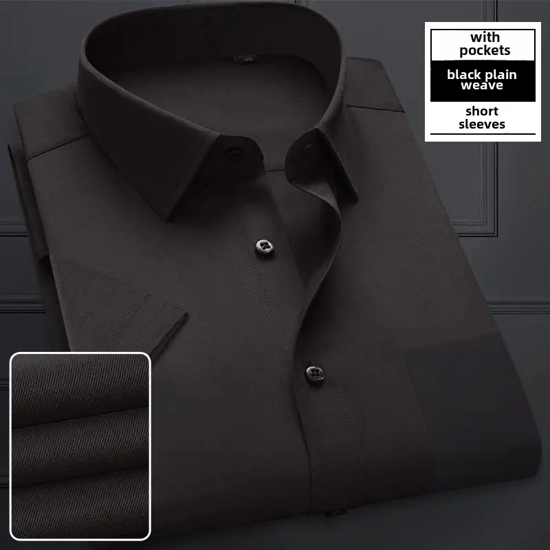 Men's Pink Long Sleeve Plain Shirt with Pockets - Image 132