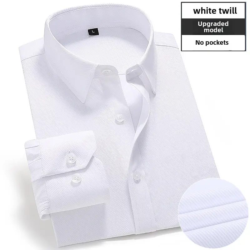 Men's Pink Long Sleeve Plain Shirt with Pockets - Image 28