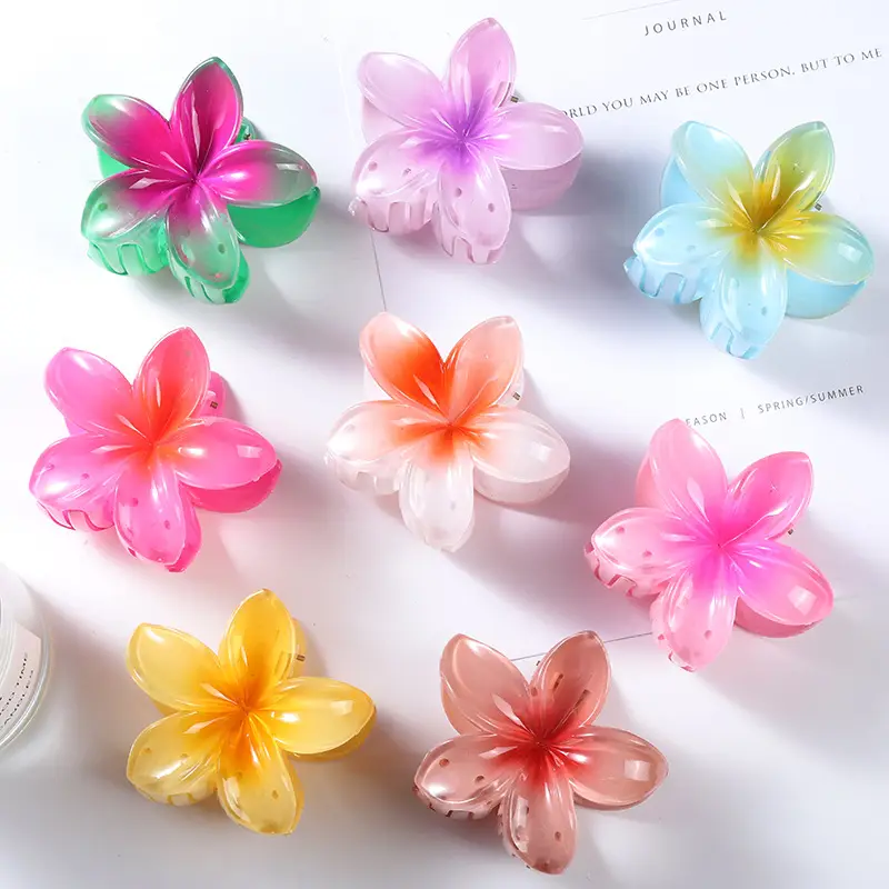 Green Flower Hair Clip for Women Neck