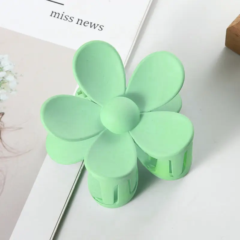 Green Flower Hair Clip for Women Neck