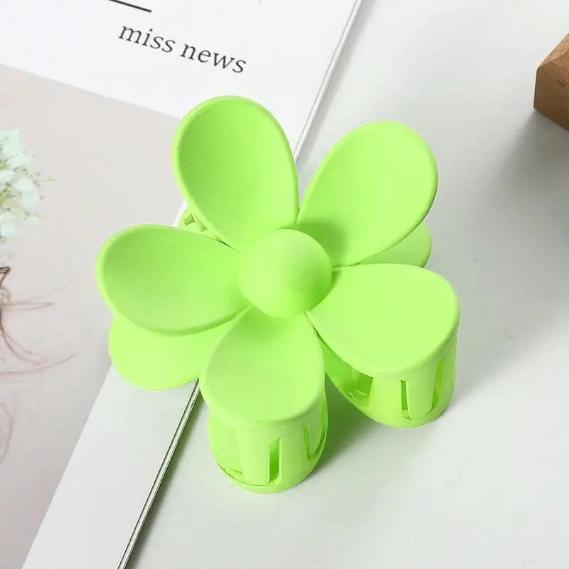 Green Flower Hair Clip for Women Neck