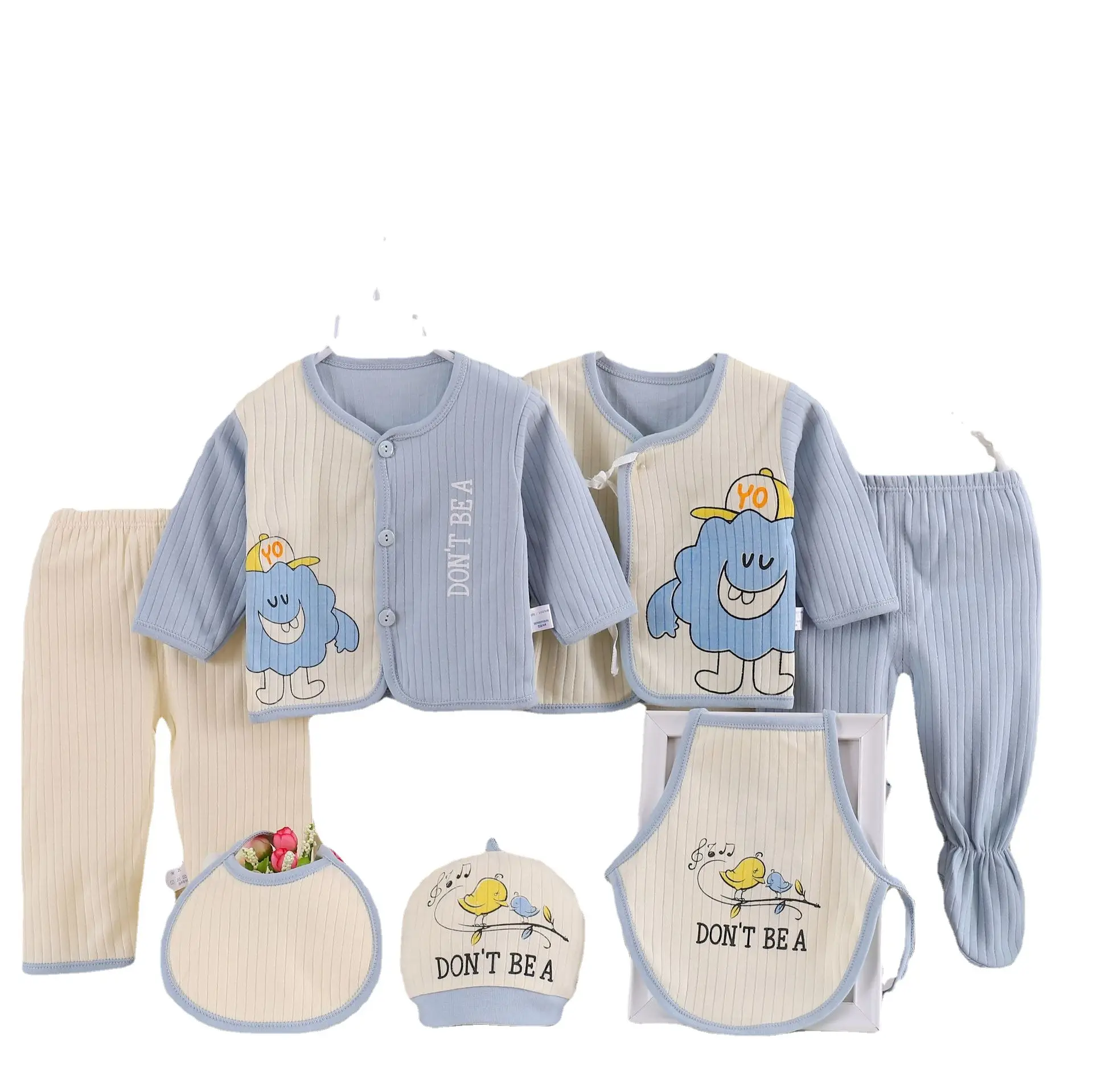 2025 Four Seasons Infant Cotton Plaid Seven-Piece Set - Image 6