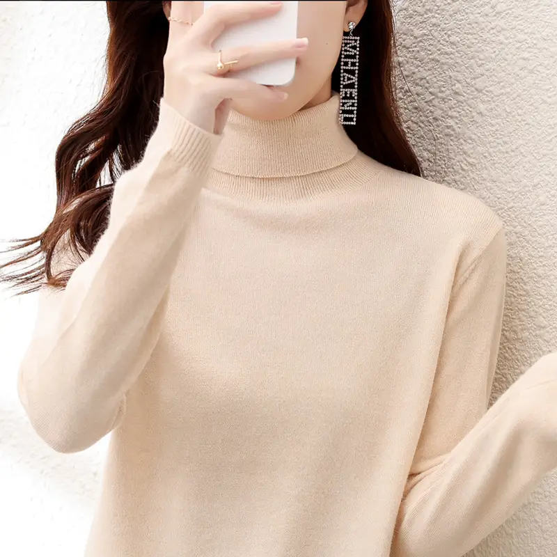 Women Wool Turtleneck Sweater Warm Slim Fit Autumn Winter - Image 8