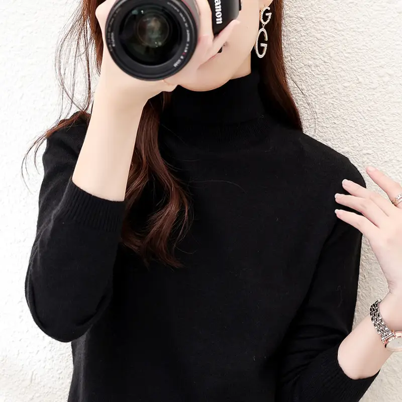 Women Wool Turtleneck Sweater Warm Slim Fit Autumn Winter - Image 9