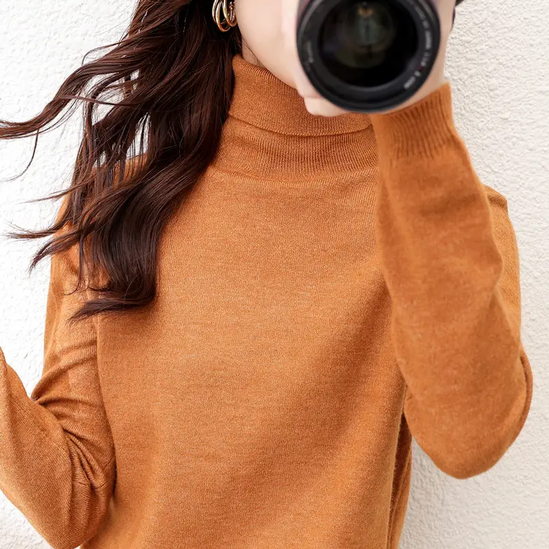 Women Wool Turtleneck Sweater Warm Slim Fit Autumn Winter - Image 3
