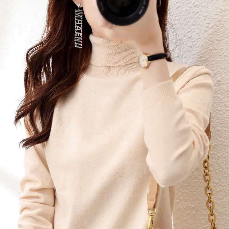 Women Wool Turtleneck Sweater Warm Slim Fit Autumn Winter - Image 6