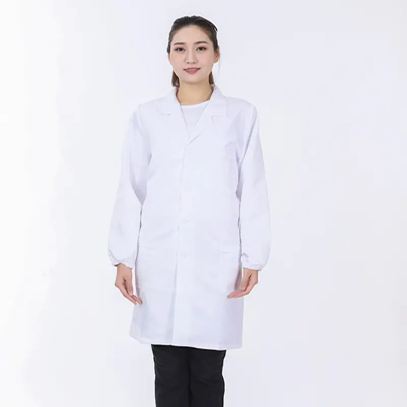White Long-Sleeved Medical Work Coat for Men Women - Image 4
