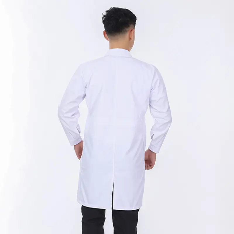 White Long-Sleeved Medical Work Coat for Men Women - Image 6