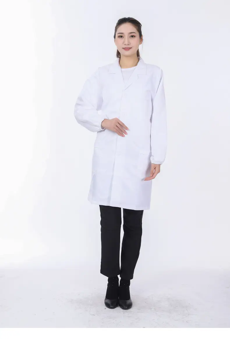 White Long-Sleeved Medical Work Coat for Men Women — feature 39