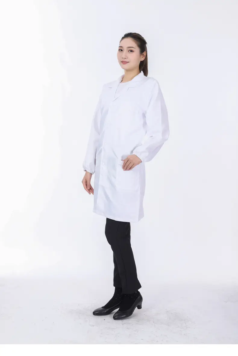 White Long-Sleeved Medical Work Coat for Men Women — feature 40
