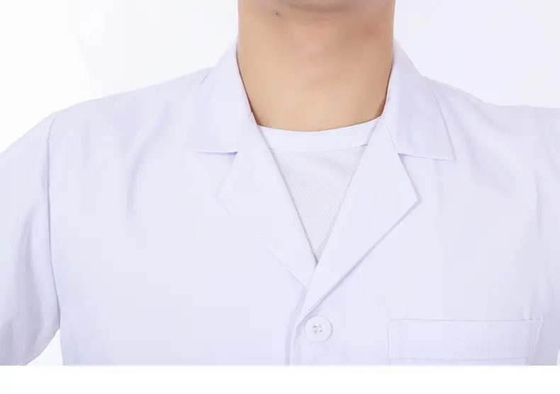 White Long-Sleeved Medical Work Coat for Men Women — feature 42
