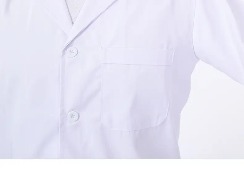 White Long-Sleeved Medical Work Coat for Men Women — feature 43