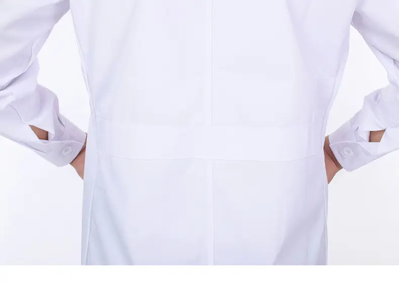 White Long-Sleeved Medical Work Coat for Men Women — feature 45