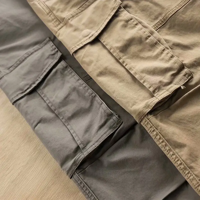 Men's Black Korean Style Straight Leg Work Pants - Image 8
