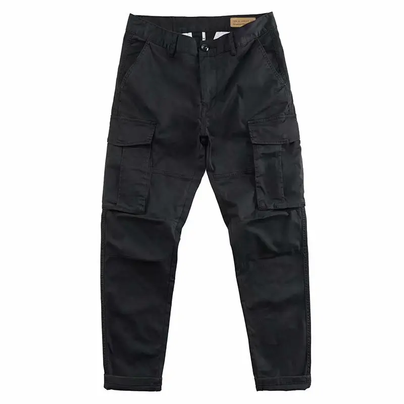 Men's Black Korean Style Straight Leg Work Pants - Image 9