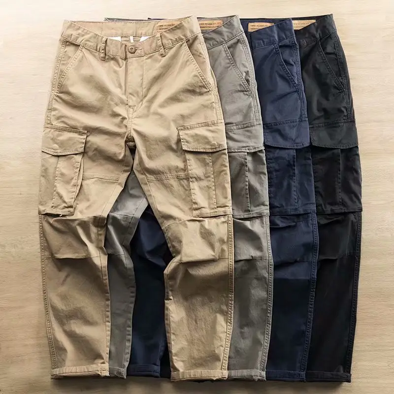 Men's Black Korean Style Straight Leg Work Pants — feature 5