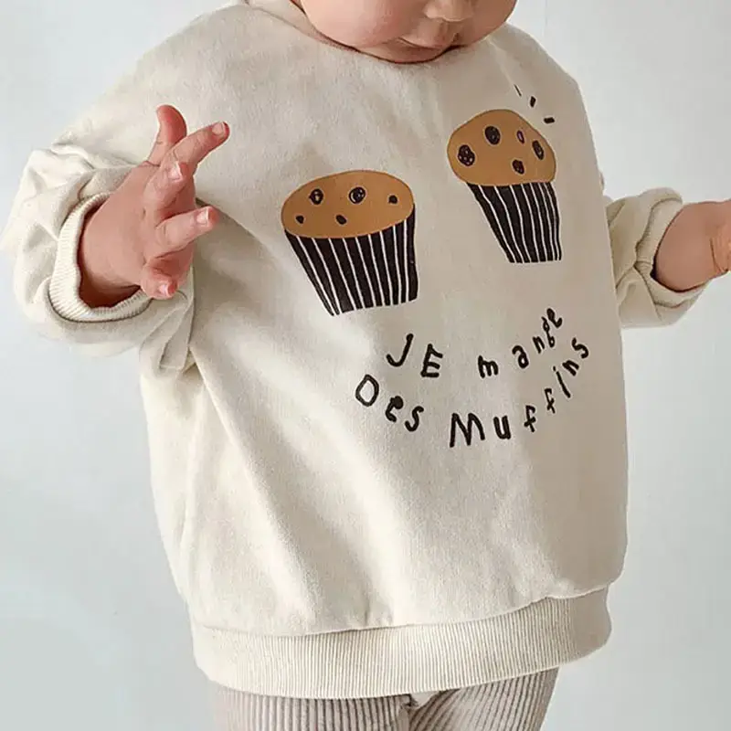 Kids Korean Winter Fleece Top with Cake Print - Image 6
