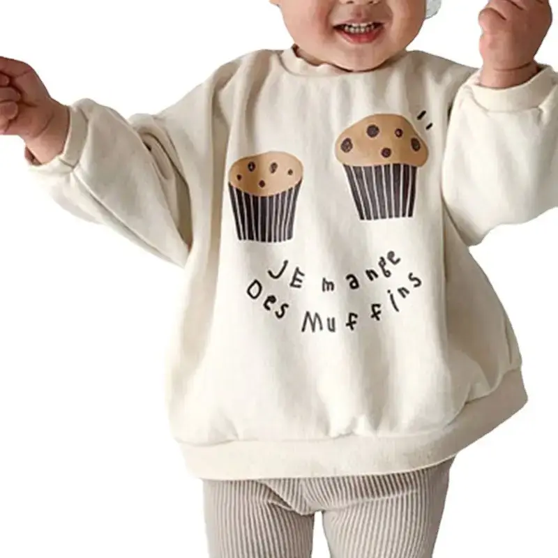Kids Korean Winter Fleece Top with Cake Print - Image 7