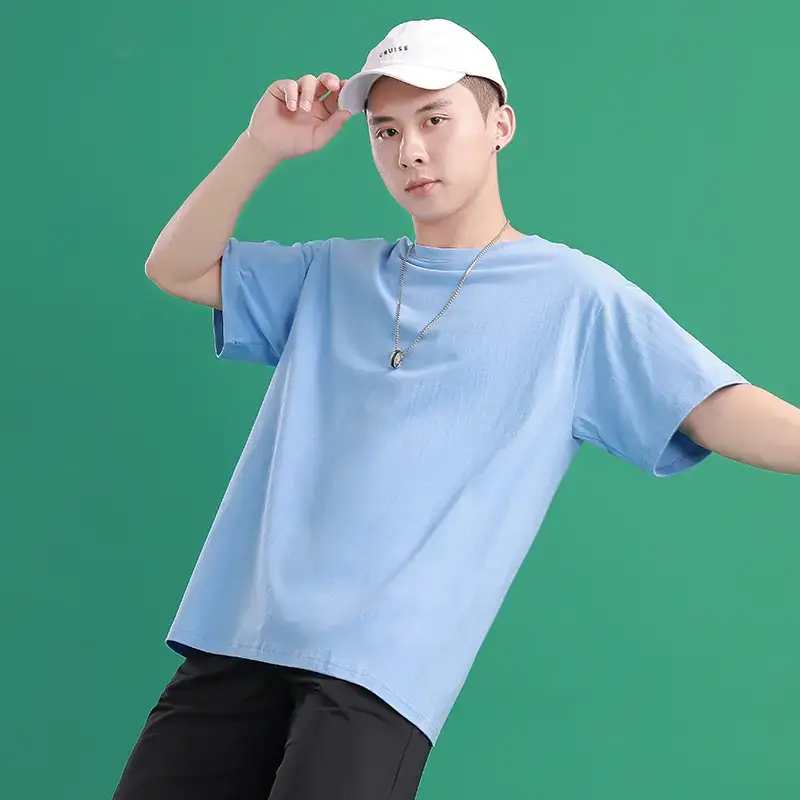 Men's Light Blue Loose Fit T-Shirt Summer Wear