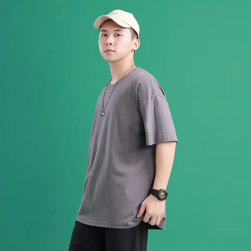 Men's Light Blue Loose Fit T-Shirt Summer Wear