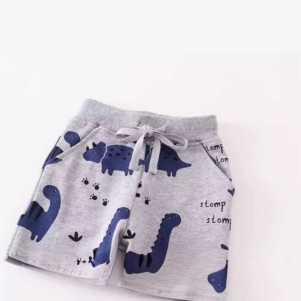 Autumn Winter Kids Cotton Terry Pants Blue Dinosaur Print Small Medium - Image 2