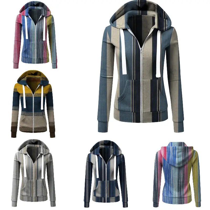Women's Zipper Hooded Sweatshirt Jacket Cotton Autumn Winter - Image 6
