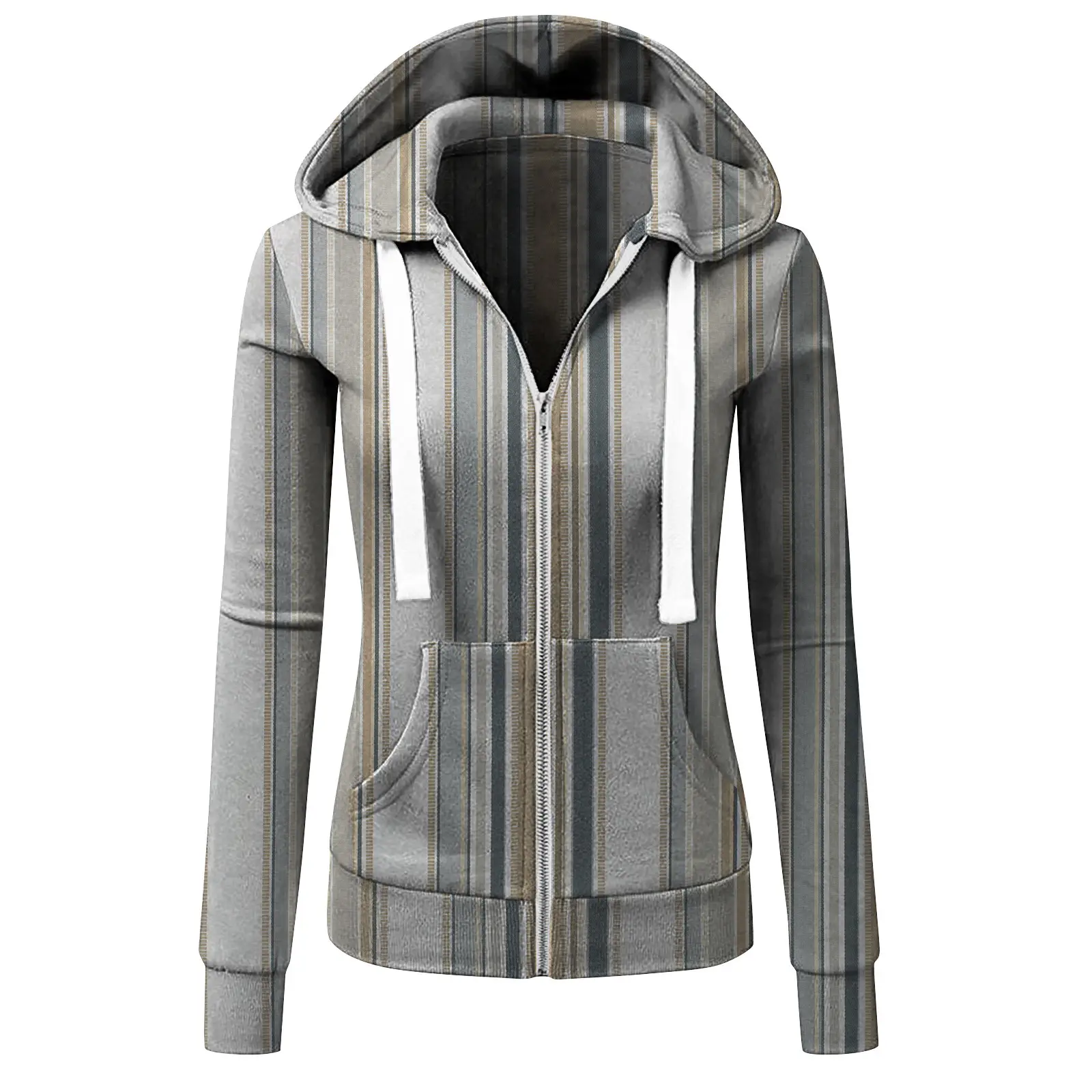 Women's Zipper Hooded Sweatshirt Jacket Cotton Autumn Winter - Image 8