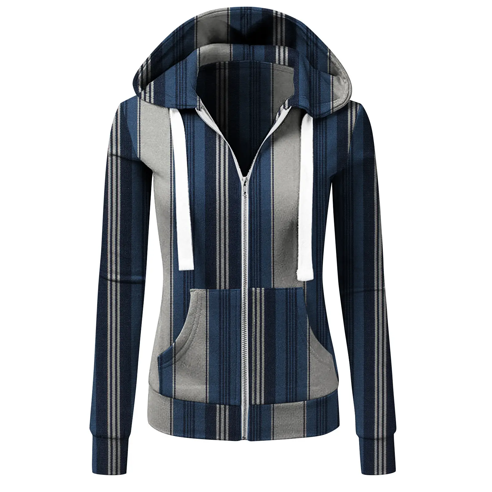 Women's Zipper Hooded Sweatshirt Jacket Cotton Autumn Winter - Image 9