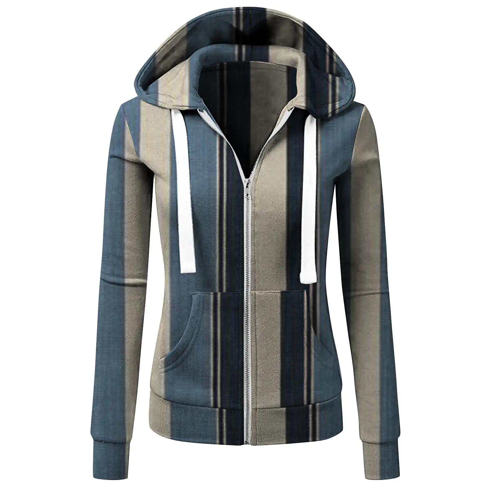 Women's Zipper Hooded Sweatshirt Jacket Cotton Autumn Winter - Image 10