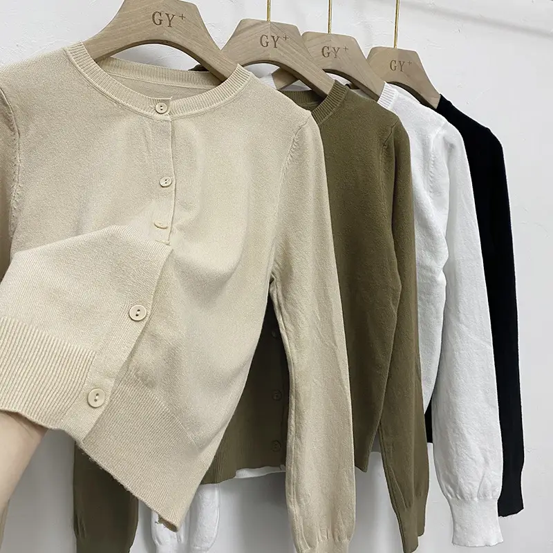 Women 2023 Cardigan Solid Color Slim Fit Long Sleeve - Image 8