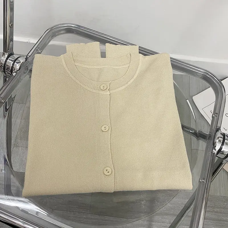 Women 2023 Cardigan Solid Color Slim Fit Long Sleeve - Image 3