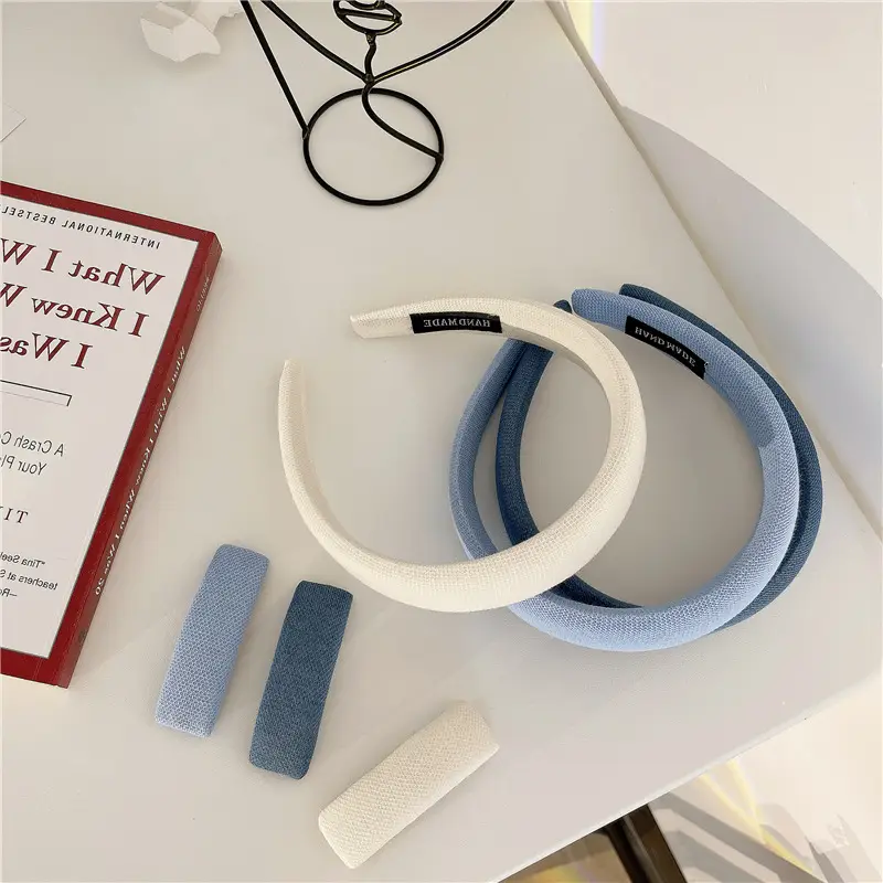 Soft Waxy Knitted Hairband in Blue Sweet Headband Pad - Image 6