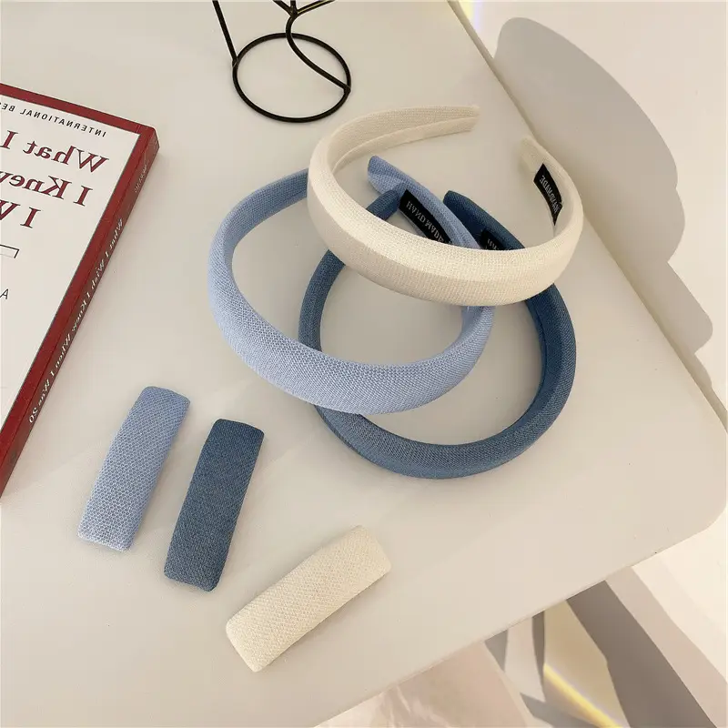 Soft Waxy Knitted Hairband in Blue Sweet Headband Pad - Image 7