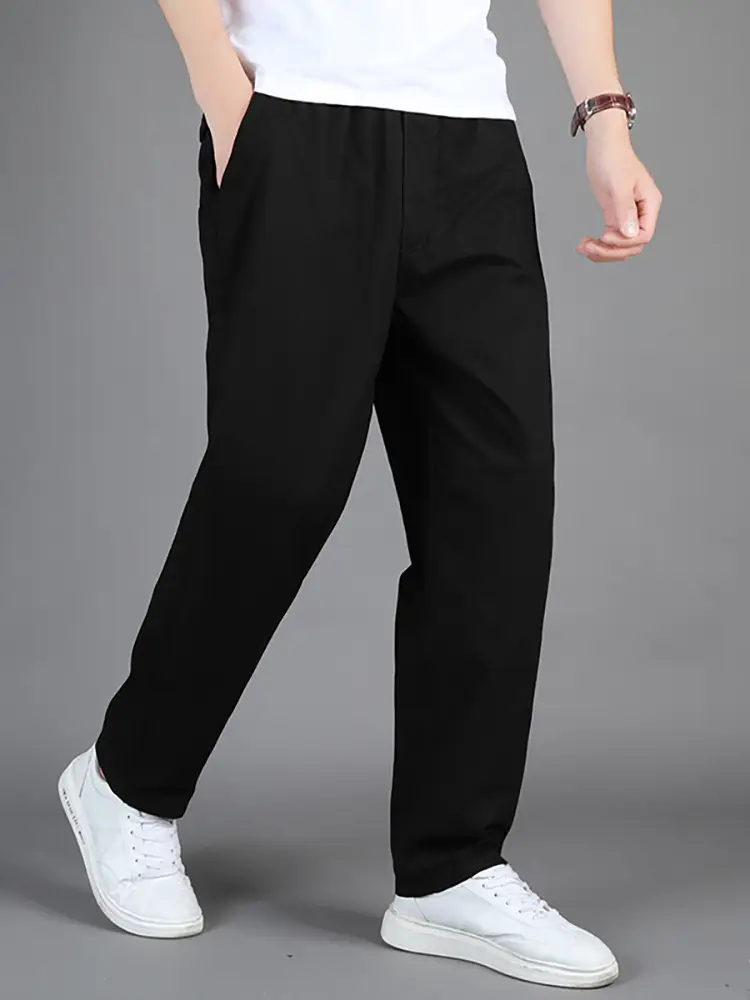 Men's Black Loose Straight Pants Casual Wear - Image 12