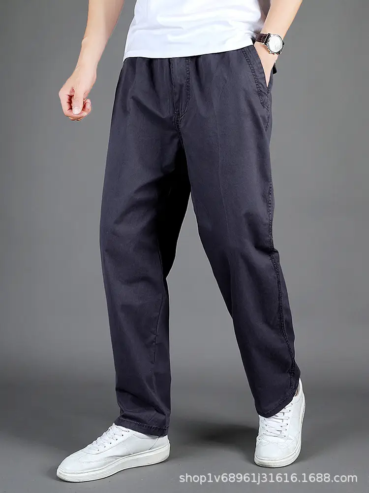 Men's Black Loose Straight Pants Casual Wear - Image 13