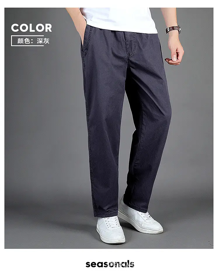 Men's Black Loose Straight Pants Casual Wear — feature 14