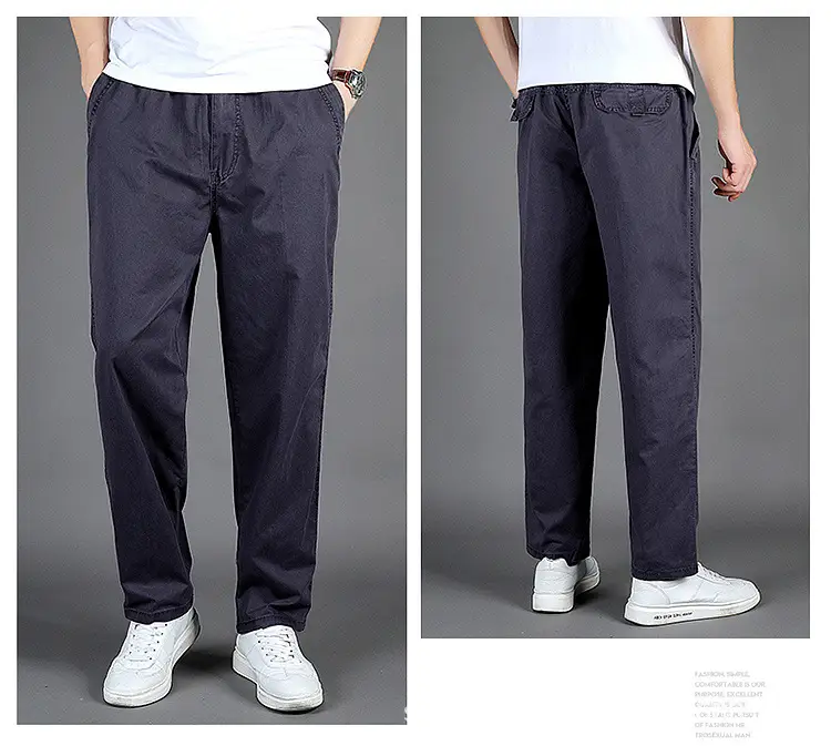 Men's Black Loose Straight Pants Casual Wear — feature 15